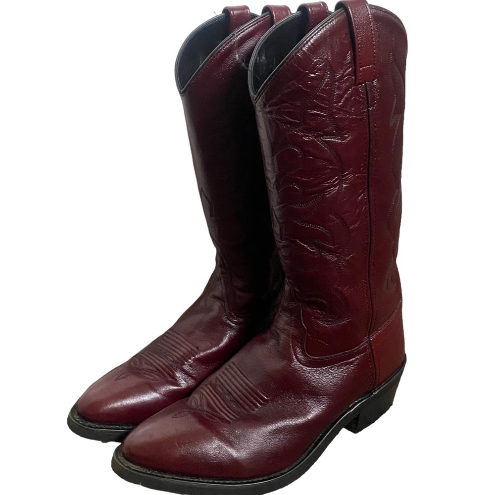 Old West Deep Red Leather western boots